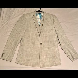 Men’s gray suit jacket + vest, 38R